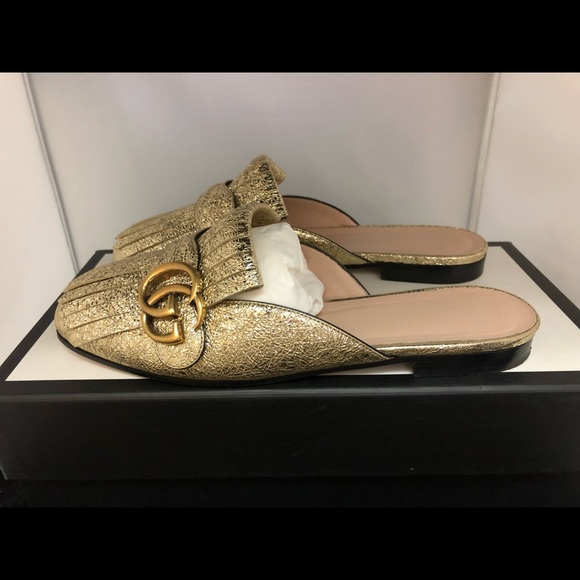 gucci fringe mules
